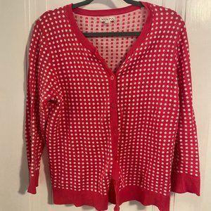 Merona XL Bright Pink and White Polka Dot Cardigan